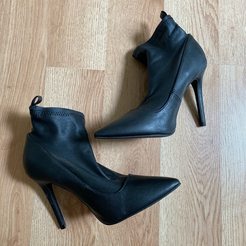 Black sock heels